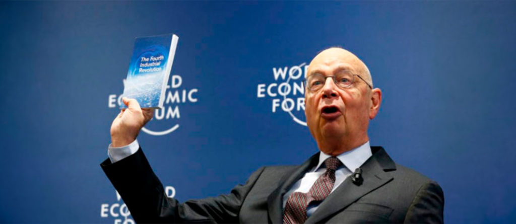 Klaus Schwab dando uma palestra na World Economy Forum